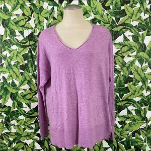 J Crew Wool V Neck Rolled Edge Boxy Swing Sweater 221